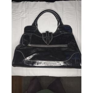 Butler Bag by Jen Grover Black Leather Tote Satchel — Built-In Organizer Compart